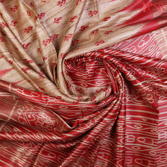 Latte Beige Ghicha Kadhi Tussar Silk Saree