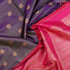 Dark Lilac Violet Kanchipuram Silk Saree