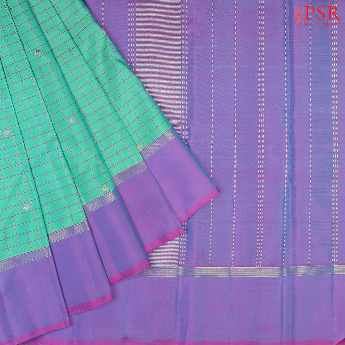 Aquamarine Green Kanchipuram Silk Saree