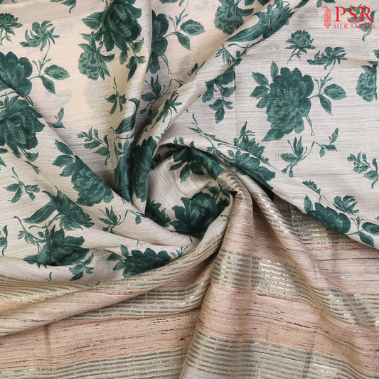 Beige Munga Silk Saree