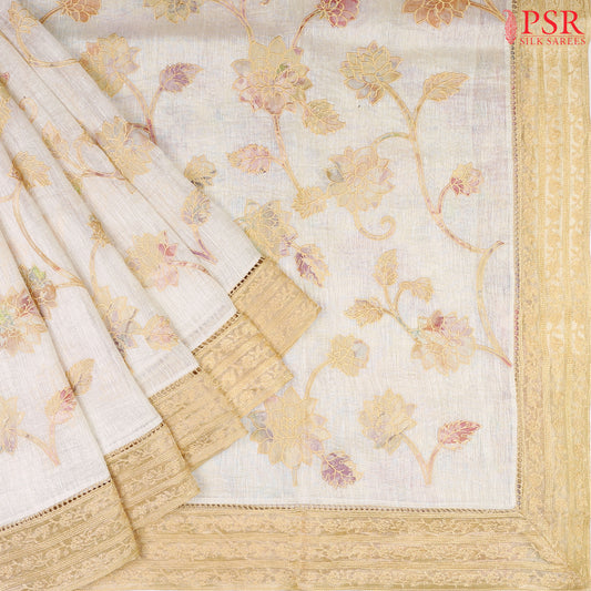 Light Beige Munga Silk Saree