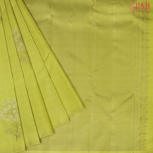 Chartreuse Green Kanchipuram Silk Saree