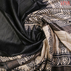 Black Ghicha Kadhi Tussar Silk Saree