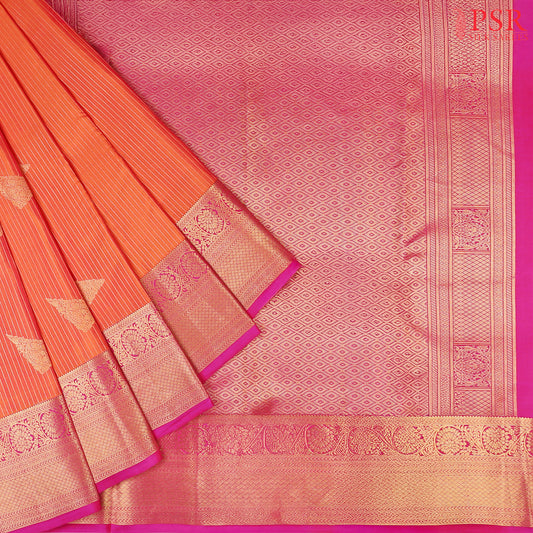 Saffron Fancy Kanchipuram Silk Saree