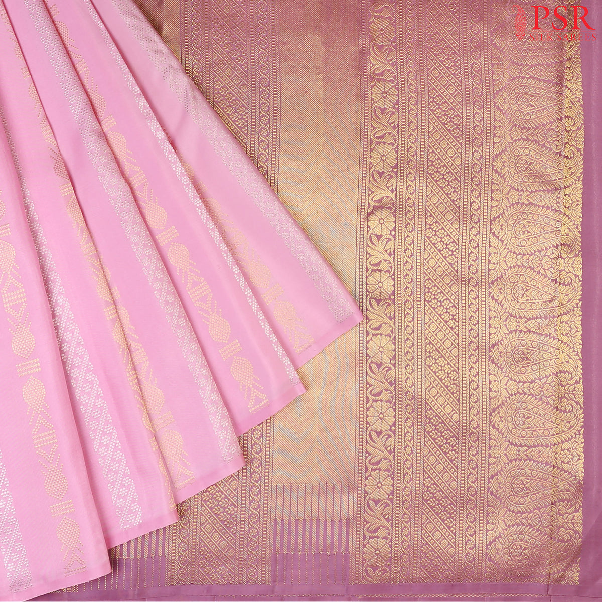 Light Pink Kanchipuram Silk Saree