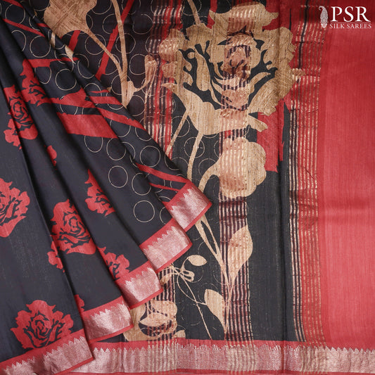 Black Munga Silk Saree