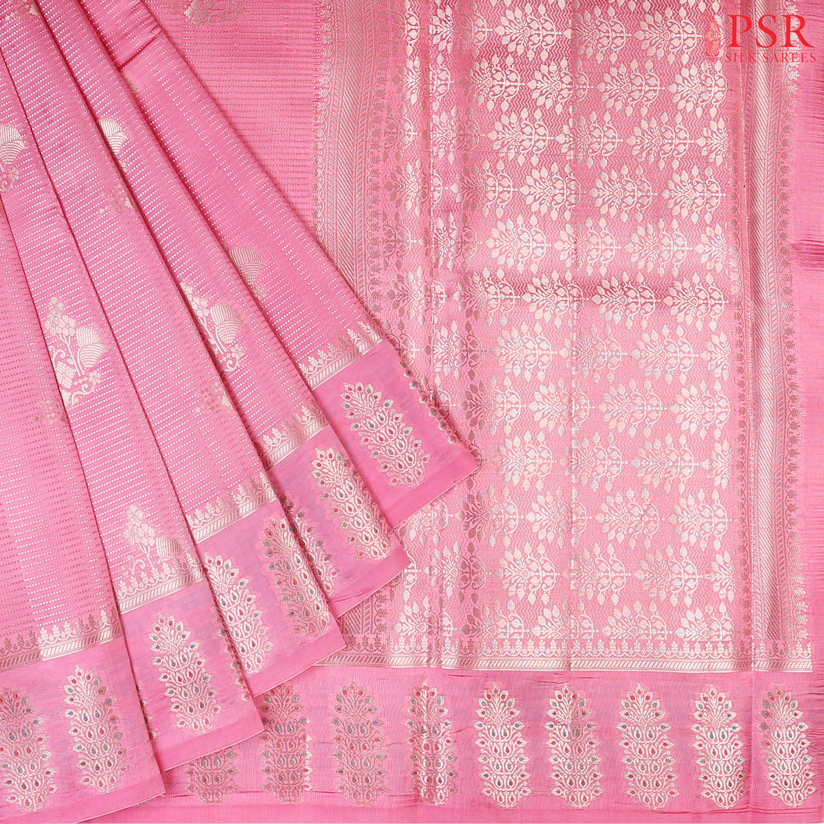 Pink Chiniya Silk Saree