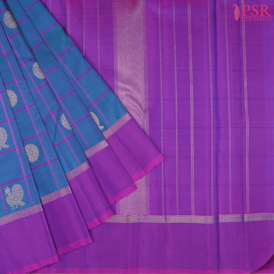 Peacock Blue Kanchipuram Silk Saree