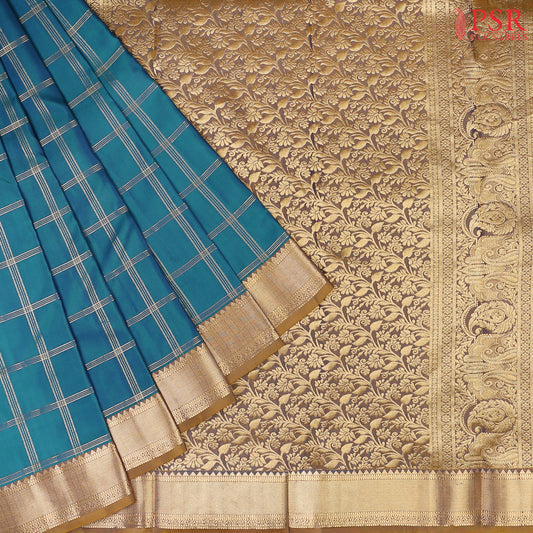 Dark Turquoise Arani Silk Saree