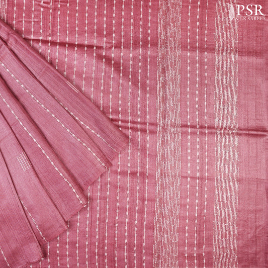 Onion Pink Kadhi Tussar Silk Saree