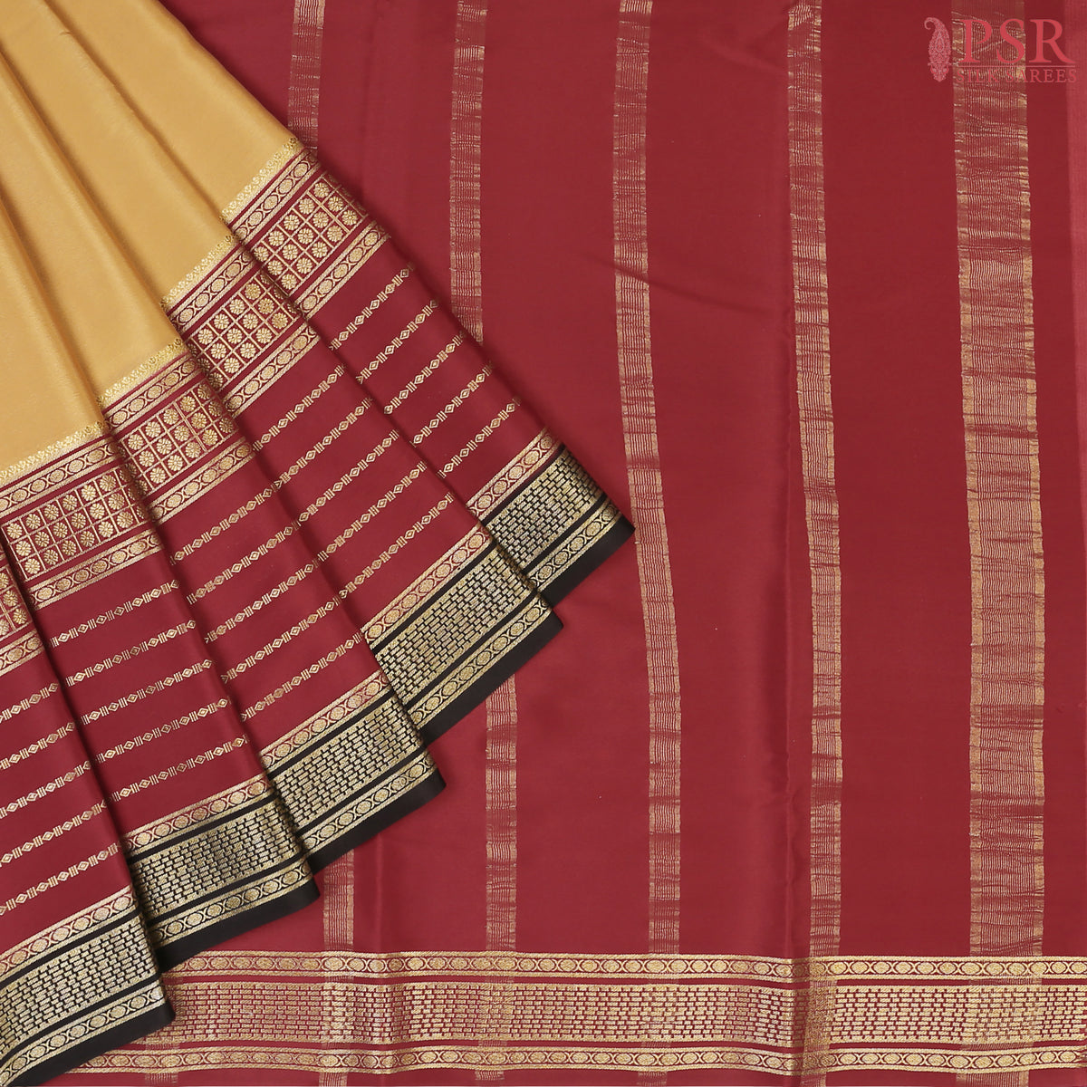 Ginger Tan Mysore Silk Saree