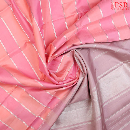 Pink & Peach Kanchipuram Silk Saree