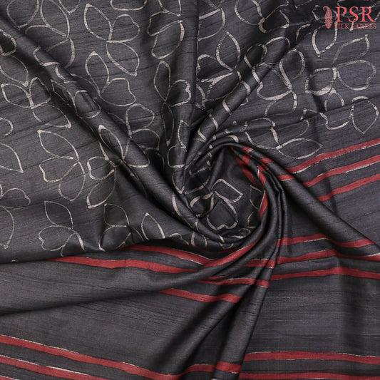 Dark Grey Kadhi Tussar Silk Saree