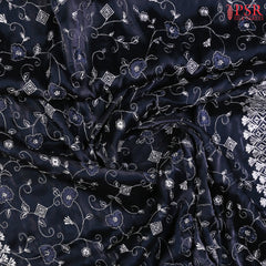 Midnight Blue Organza Laser Embroidery Saree