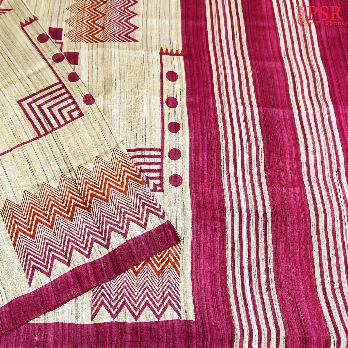 Kadhi Silk - Beige & Pink