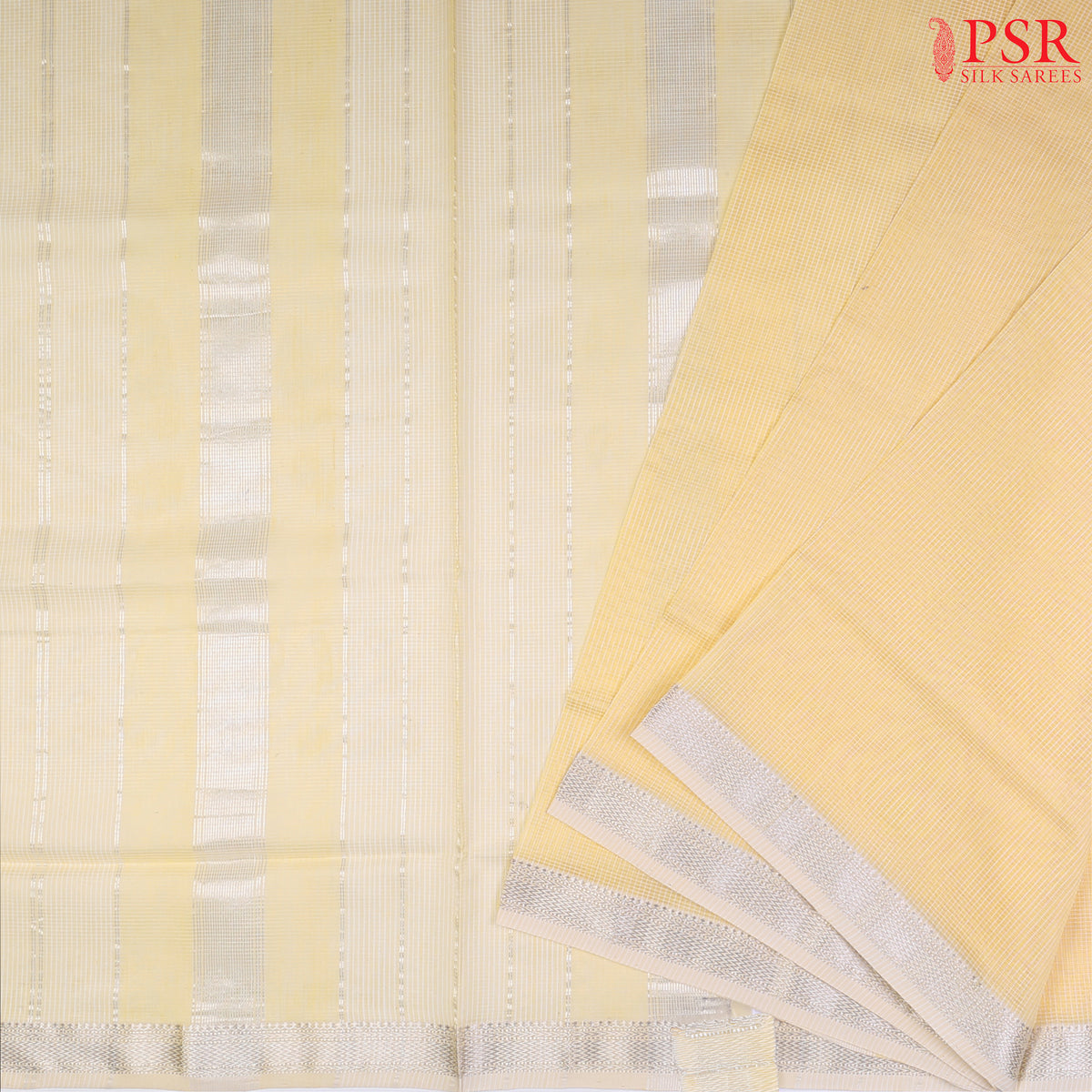 Light Melon Yellow Maheshwari Silk Cotton Saree