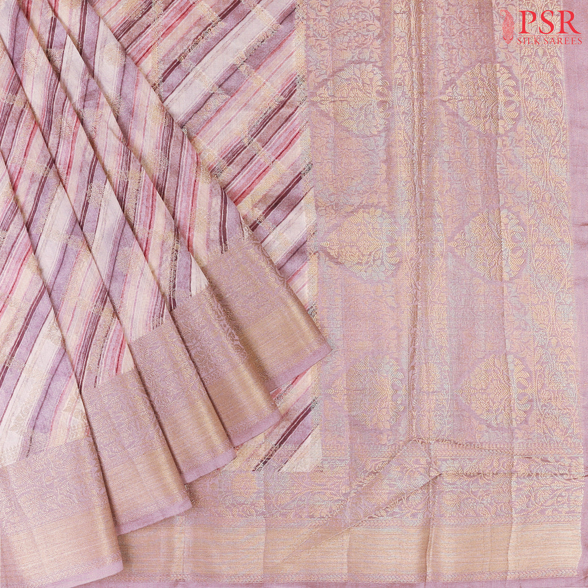 Thistle Hues Chiniya Silk Saree