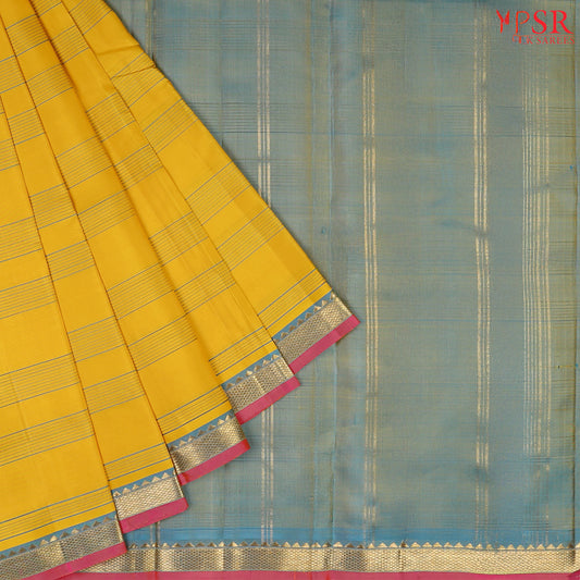 Amber Yellow Arani Silk Saree