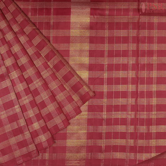 Carmine Red Kanchipuram Silk Saree