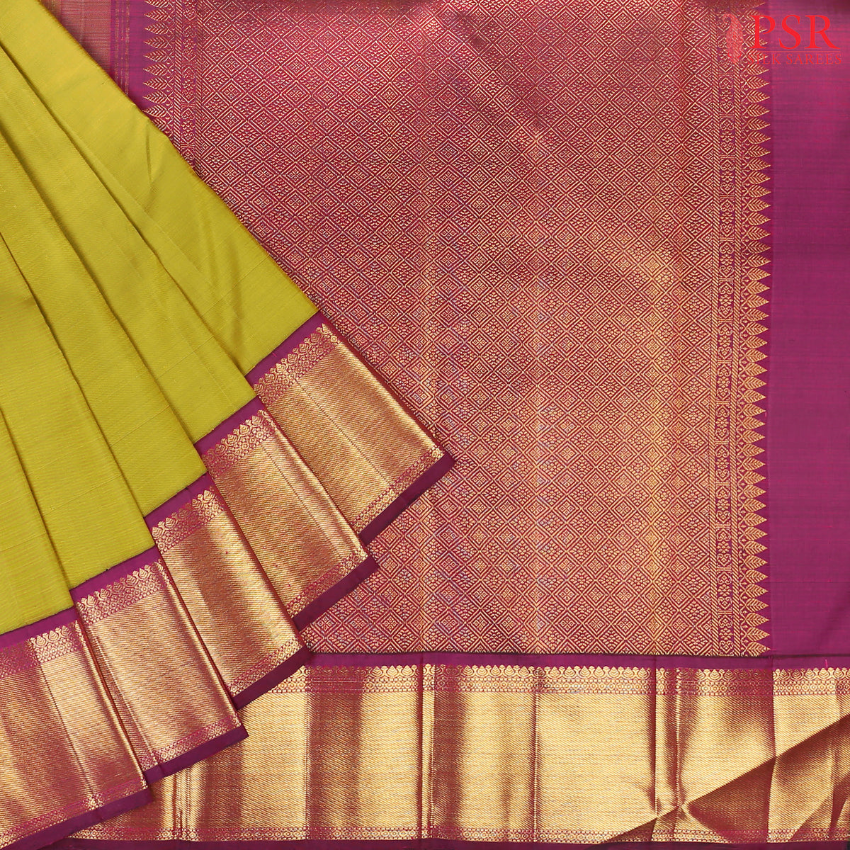 Chartreuse Green Kanchipuram Silk Saree