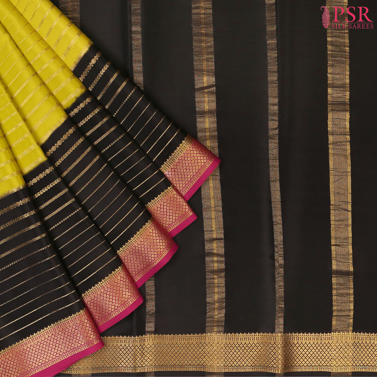 Olive Yellow Mysore Silk Saree