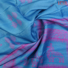 Cerulean Blue Kadhi Tussar Silk Saree