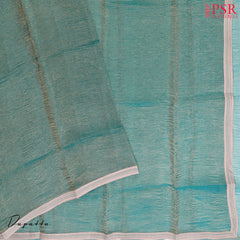 Beige & Dark Turquoise Tussar Silk Dress Material