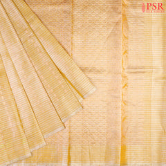 Golden Mellow Yellow Kanchipuram Tissue Silk Saree