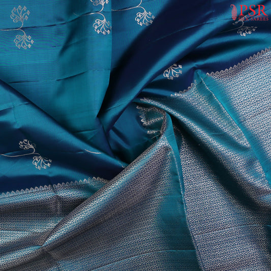 Peacock Blue Soft Silk Saree