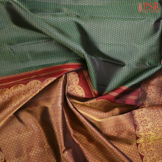 Dark Green Kanchipuram Silk Saree