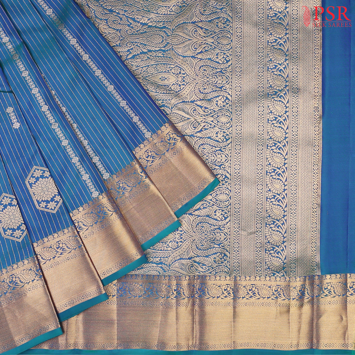 Peacock Blue Fancy Kanchipuram Silk Saree