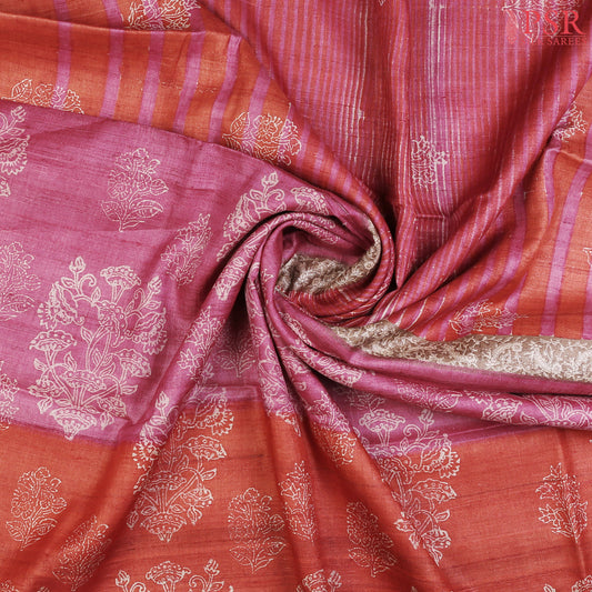 Antique Red Kadhi Tussar Silk Saree