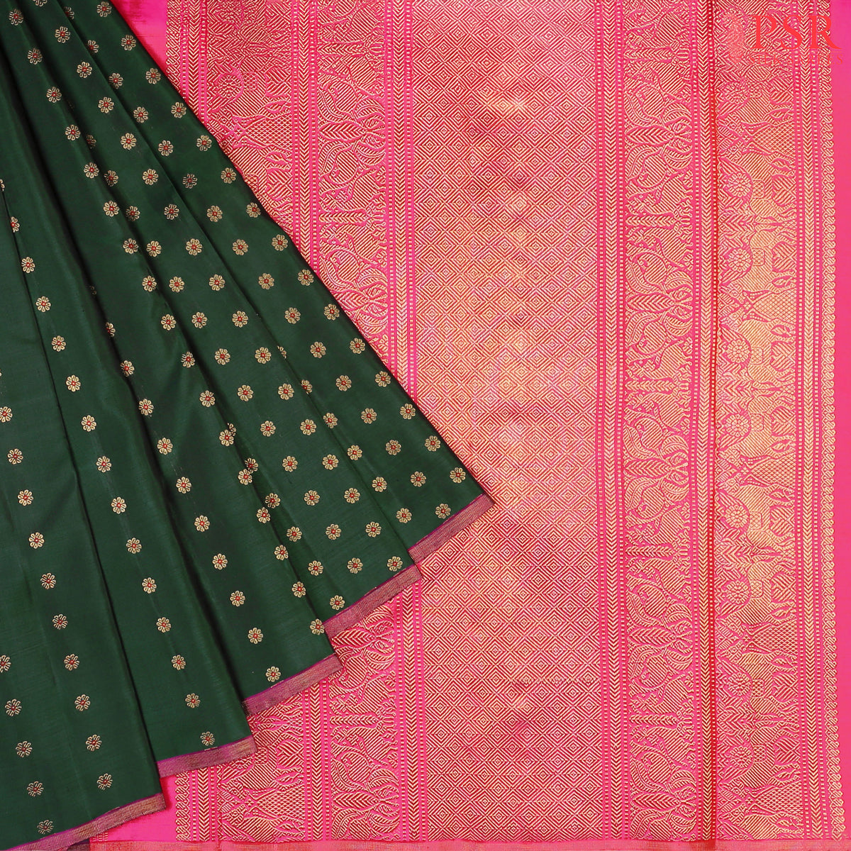 Dark Green Kanchipuram Silk Saree