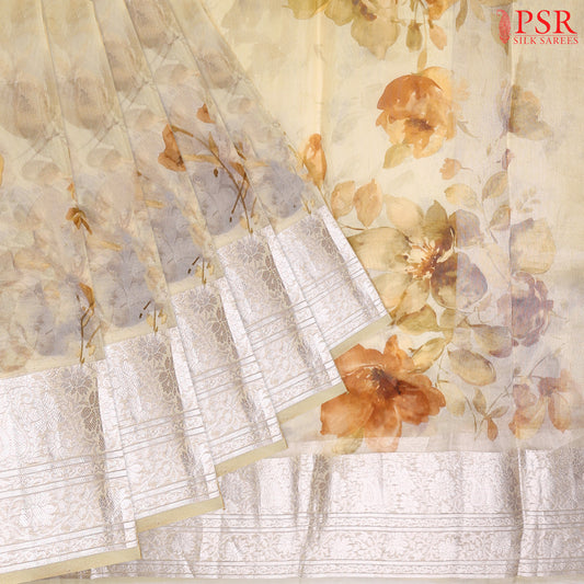 Light Beige Organza Saree