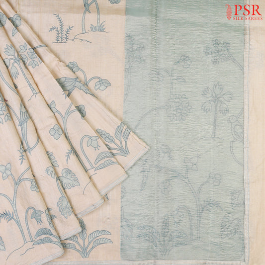 Beige Kadhi Tussar Silk Saree