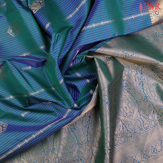 Peacock Blue Fancy Kanchipuram Silk Saree