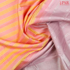 Flamingo Pink & Cantaloupe Orange Kanchipuram Silk Saree