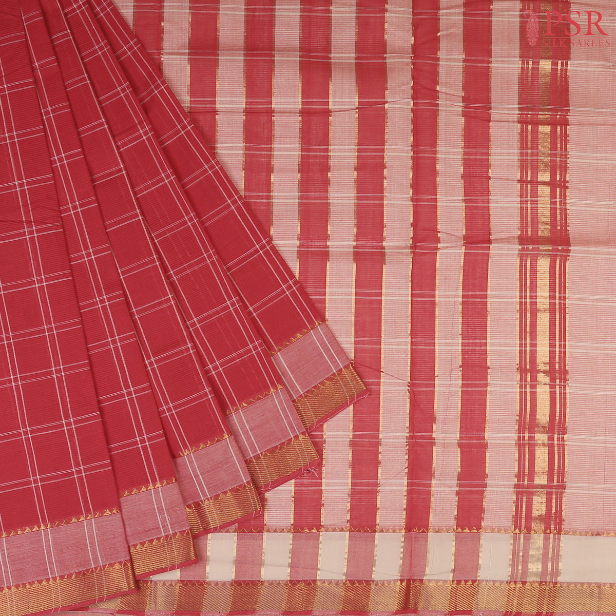 Red Mangalagiri Cotton Saree