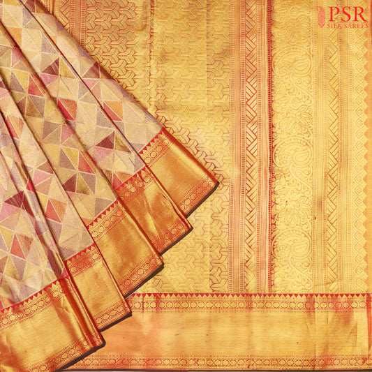 Metallalic Gold Kanchipuram Silk Saree