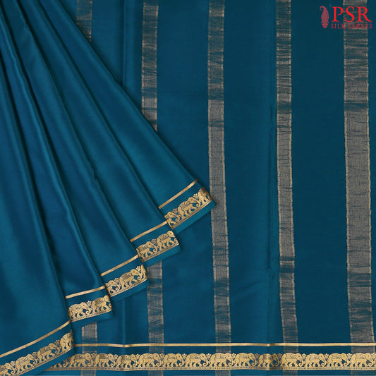 Peacock Blue Mysore Silk Saree