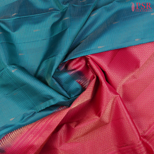 Teal Blue Fancy Kanchipuram Silk Saree