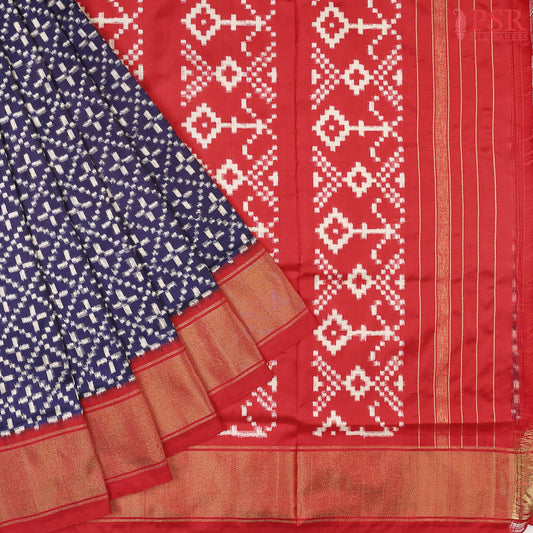 Midnight Blue  Pochampally Ikat Silk Saree