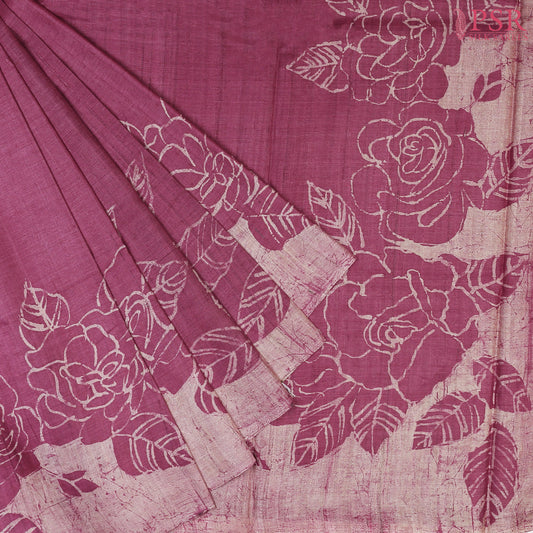 Burgundy Kadhi Tussar Silk Saree