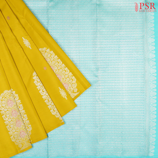 Corn Yellow Kanchipuram Silk Saree