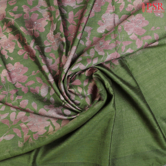 Sap Green Kadhi Tussar Silk Saree