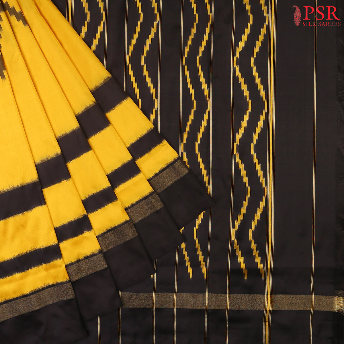 Yellow Pochampally Ikat Silk Saree