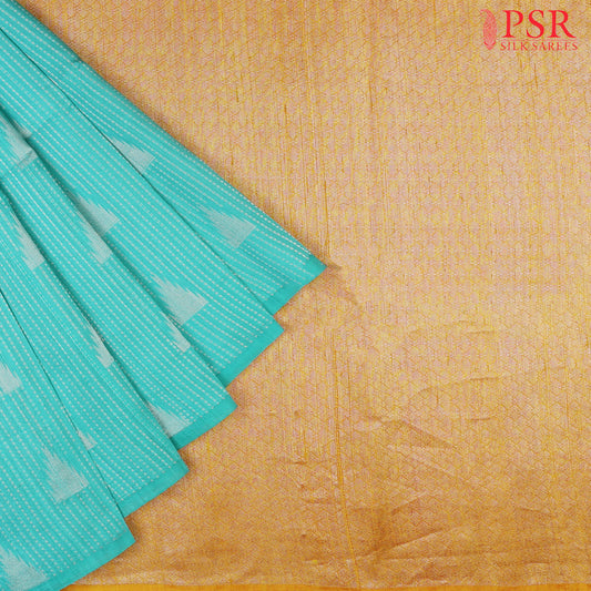 Cool Turquoise Jute Soft Silk Saree