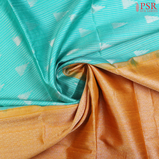 Cool Turquoise Jute Soft Silk Saree