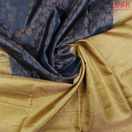 Dark Cerulean Blue Soft Silk Saree