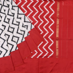 White Pochampally Ikat Silk Saree